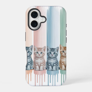 Kattenliefhebbers - Pastel Paint Drip Kittens iPhone 16 Hoesje