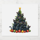 Kattenliefhebbers Schattige en Grappig Kerstboom 3 Sparkling Wijnetiket (Enkel label)