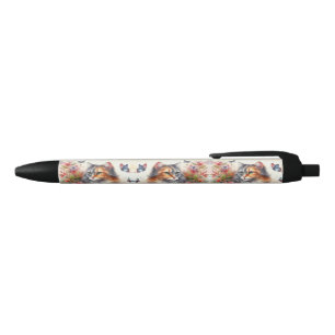 Kattenliefhebbers Schortkat Bloemenschrift Zwarte Inkt Pen