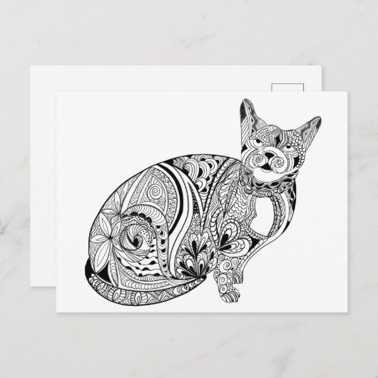 Kattenliefhebbers zwarte en witte kat briefkaart (Voorkant / Achterkant)