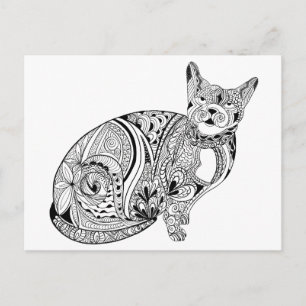 Kattenliefhebbers zwarte en witte kat briefkaart