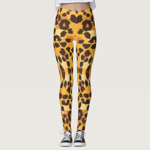 Kattenluipaard Stippenpatroon Oranje Bruin Safari Leggings
