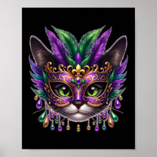 Kattenmasker Mardi Gras New Orleans Carnaval Poster