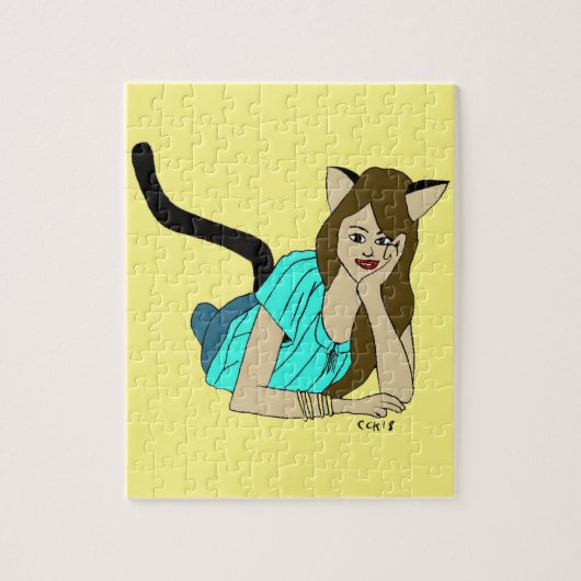 kattenmeisje legpuzzel (Verticaal)