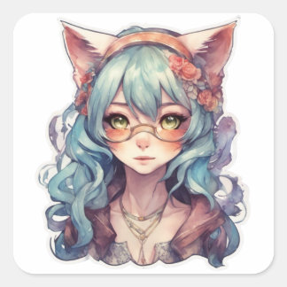 Kattenmeisje Sticker