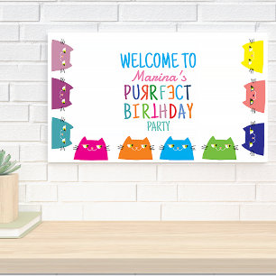 Kattenmeisje Verjaardagsfeestje Spandoek