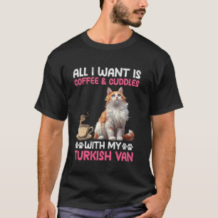 Kattenmoeder ALLES WAT IK WIL IS COFFIE EN KNUFFEL T-shirt