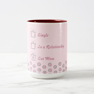 Kattenmoeder Cute Kat Poot Roze Tweekleurige Koffiemok