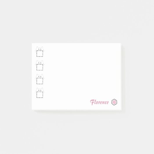 Kattenmoeder Cute Kat Poot Wit & Roze Post-it® Notes (Voorkant)
