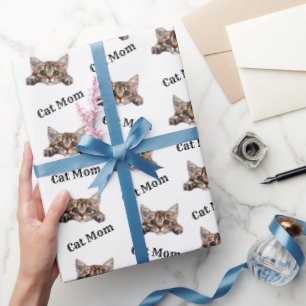 Kattenmoeder die over de rand gluurt LaPerm herhal Cadeaupapier