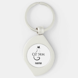 Kattenmoeder, Elegante Minimalistische Zwarte Kat Sleutelhanger