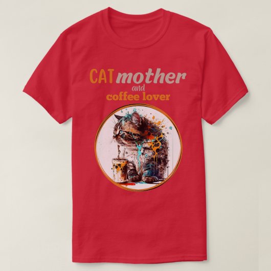 Kattenmoeder en koffieminnaar t-shirt (Design voorkant)