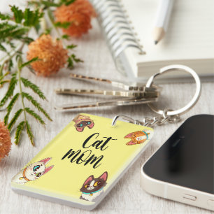 Kattenmoeder Geel Sleutelhanger
