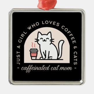 Kattenmoeder grappige koffieliefhebbers metalen ornament