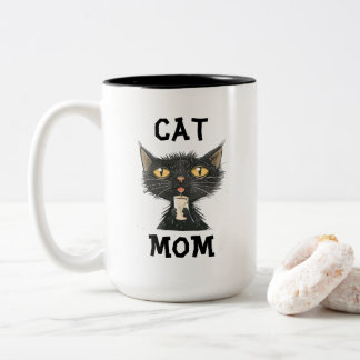 Kattenmoeder koffiemok tweekleurige koffiemok