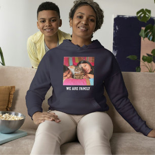 Kattenmoeder Navy Blauwe Witte Familie Aangepaste Hoodie