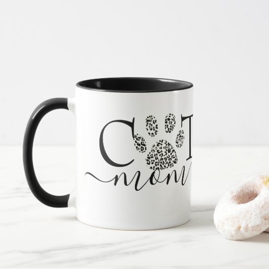 Kattenmoeder pootafdruk mok (Met donut)