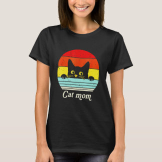 Kattenmoeder Vintage 80s Stijl Kat Retro Zonnebril T-shirt