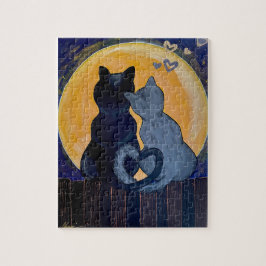 Kattenmoonlicht Legpuzzel