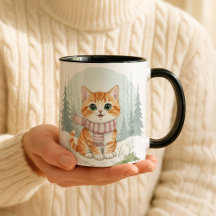 Kattenmug, Waterverf Kattenliefhebber Geschenk