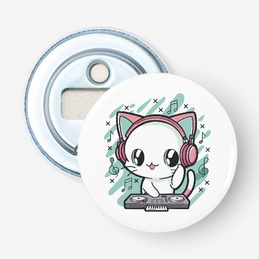 kattenmuziek button flesopener (Voorkant)