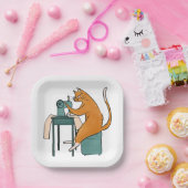  kattennaai papieren bordje (Feest)