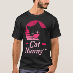 kattennanny 80s, stijlkat met klep, versteld W T-shirt