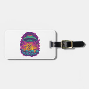 Kattenontvoeringsteam � Grappige Alien Kitty Sci-F Bagagelabel