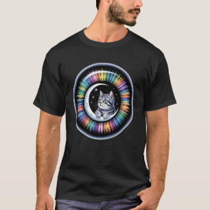 Kattenoog Halvemaan Kosmische Regenboog Ruimte Kit T-shirt