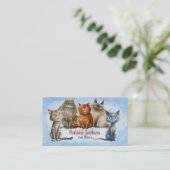 Kattenoppas - Schattige Waterverf Visitekaartje (Staand voorkant)