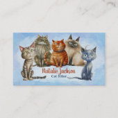 Kattenoppas - Schattige Waterverf Visitekaartje (Voorkant)