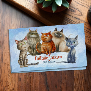 Kattenoppasser - Schattige Watercolor Katten Visitekaartje