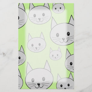 Kattenpatroon in groen en grijs. briefpapier
