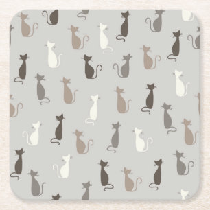 Kattenpatroon Vierkante Kartonnen Onderzetter