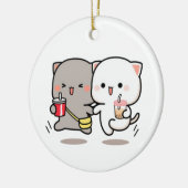 Kattenperziken en -muchi keramisch ornament (Links)