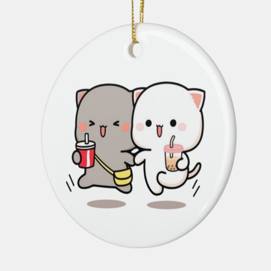 Kattenperziken en -muchi keramisch ornament (Links)