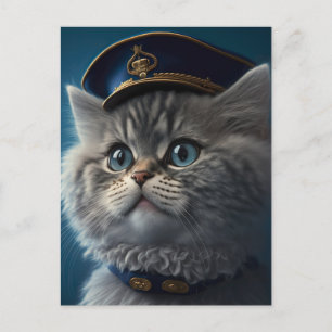 Kattenpiloot Kapitein Briefkaart