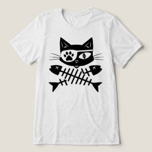 Kattenpiraat Jolly Roger Visgraten Zwarte Kat Tri-Blend Shirt