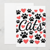 Kattenpokken en rode harten kaart (Voorkant / Achterkant)