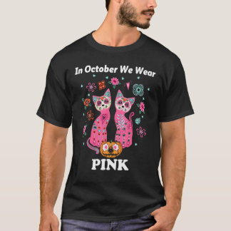 Kattenpompoen In Oktober dragen we Roze Halloween  T-shirt