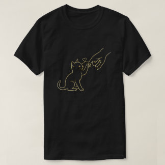 Kattenpoot High Five Lijn Kunst Zwarte Huisdier Li T-shirt