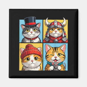 Kattenportret Pop Art Katten Schattig Kleur Blok G Magneet