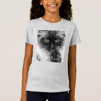 Kattenportret Potloodschets Jeugd Fijne Jersey T-shirt