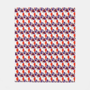 Kattenportret - Vet grafisch Sinaasappel en violet Fleece Deken