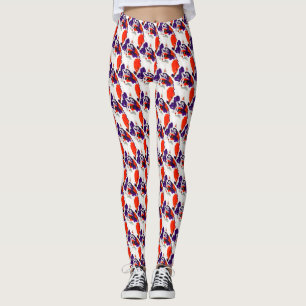Kattenportret - Vet grafisch Sinaasappel en violet Leggings