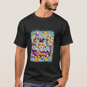 Kattenpret Tijdens het Baden Funny Badende Kat Mem T-shirt