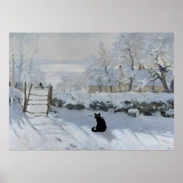 Kattenprint Monet zonsondergang op de Seine Grappi Poster