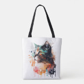 Kattenprint voor Kattenliefhebber Kat Mam Canvas t Draagtas (Achterkant)