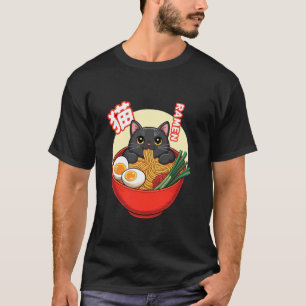 Kattenramen die ontspant in noedels Schattige voed T-shirt