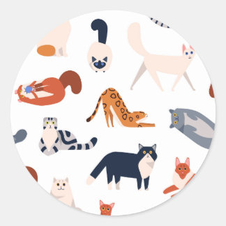 Kattenrassen patroon ronde sticker
